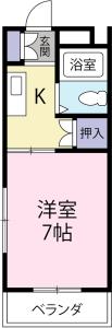 コーポすばる 206【間取図】 999999 (コーポすばる（洋室7帖）カラー.jpg)